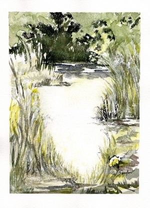 Watercolor - Sequim Pond