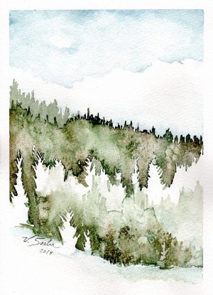 Watercolor - Mountain Snow
